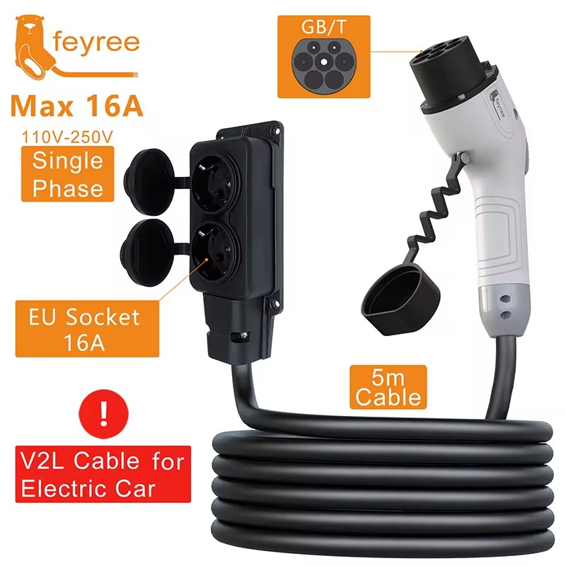 Outdoor Power Plug In - Feyree V2L Kabel Entladestecker EV-Ladegerät GBT-Buchse